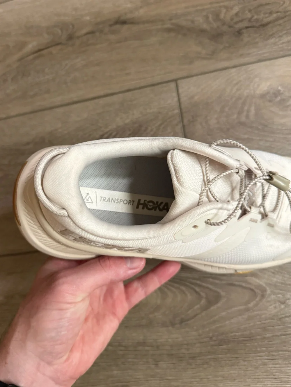 Hoka Transport Eggnog Womens 8.5 Walking Hiking Shoe Cordura Vibram 1123154 EEGG